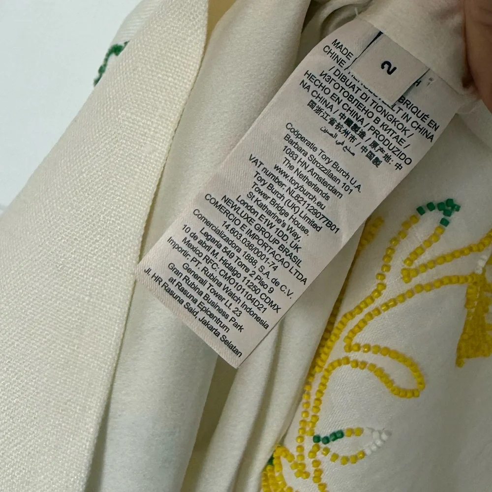 NWT TORY BURCH Embellished Dress in Linen $1,798 2